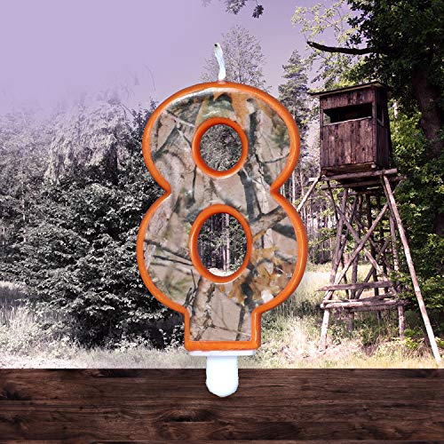 Havercamp Next Camo Party Birthday Number 8" Candle | 1 Count | Great For Hunter Themed Party, Camouflage Motif, Birthday Event, Graduation Party, Father's Day Celebration, Wedding Anniversary #TOP5