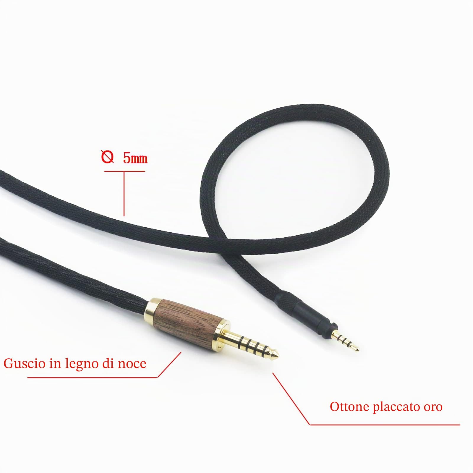 NewFantasia Cavo maschio bilanciato da 4,4 mm 6N OCC placcato in rame placcato argento compatibile con cuffie Sennheiser HD598, HD560s, HD599, HD620S, guscio in legno di noce