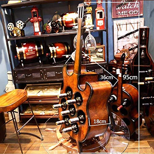Aerveal Wine Holder Decorative Wine Rack Guitar Multifunctional Wood Wine Cabinet, Can Hold 7 Bottles Of Red Wine And 2 Wine Glasses Storage #TOP2