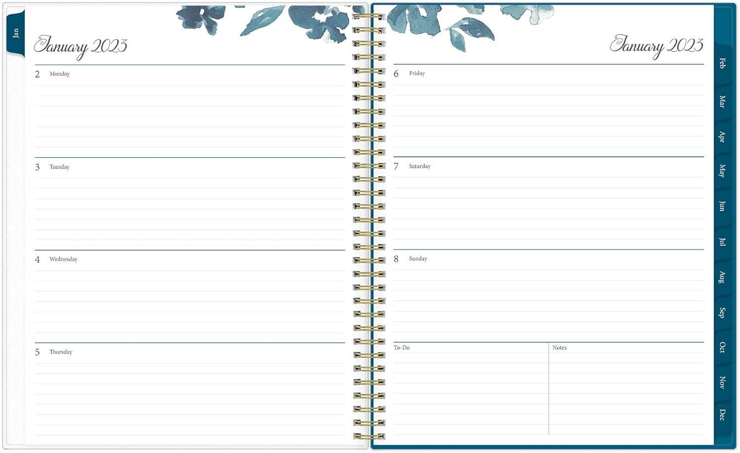 Blue Sky 2023 Weekly and Monthly Planner, January - December, 8.5" x 11", Frosted Cover, Wirebound, Bakah Blue (137261-23)