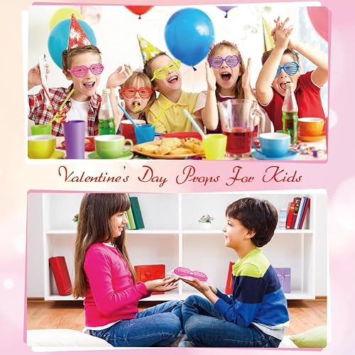 Miniatura 6 de LUKBERA Paquete de 30 lentes con forma de corazón, lentes de sol de plástico para niños, búsqueda de huevos de Pascua, cesta de Pascua, relleno de