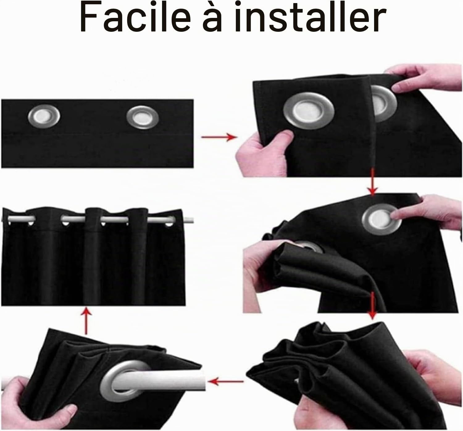 Rideau dégradé Rouge Noir Rideaux Occultants Lot de 2 Rideaux Isolation Thermique pour Chambre Salon Cuisine Bureau Maison Décoration 140x240 cm (Largeur x Hauteur)