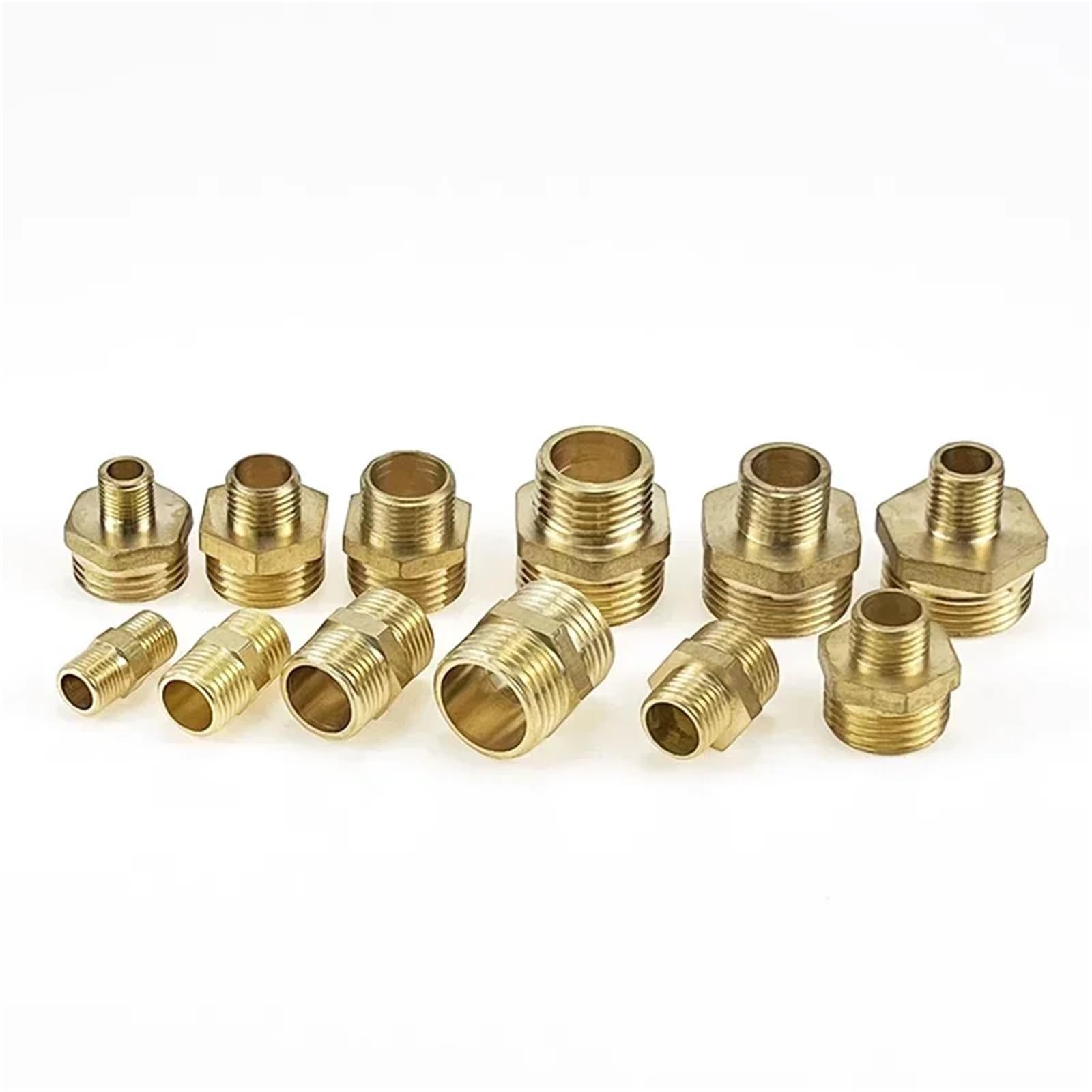 Boccola Di Riduzione In Ottone 10 pz 1/8 "1/4" 3/8 "1/2" Filettatura maschio a femmina Boccola esagonale Connettori for tubi in ottone Accoppiatore Adattatore Raccordo filettato(1l2 to 1)
