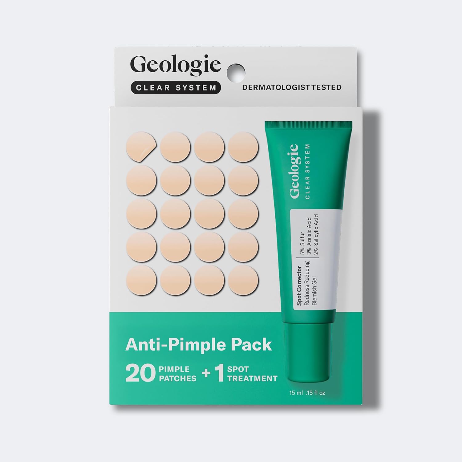 Geologie Acne Control Face Wash and Anti-Pimple Pack Bundle, Salicylic Acid, Spot Treatment, Hydrocolloid Pimple Patches, BPO-Free, 2-Piece Set view 3