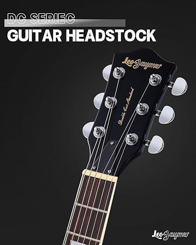 Miniatura 3 de Leo Jaymz Guitarra eléctrica de cuerpo sólido de 39 pulgadas, cuerpo de madera de álamo, cuello de arce y diapasón de madera de laurel (negro)