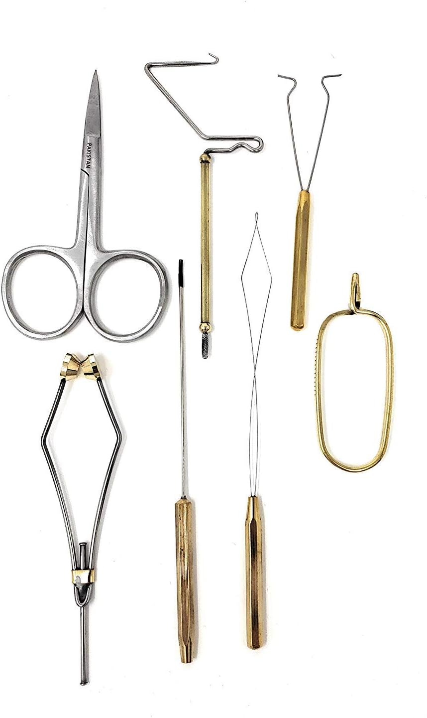 Colorado Anglers Z797 Wooden Fly Tying Standard Tool Kit, Fly Fishing Vise, Bobbin, Threader, Bodkin, Dubbing Twister, Hackle Pliers, Scissors, Whip Finisher (Plus Materials Book DVD Kit) : Sports & Outdoors