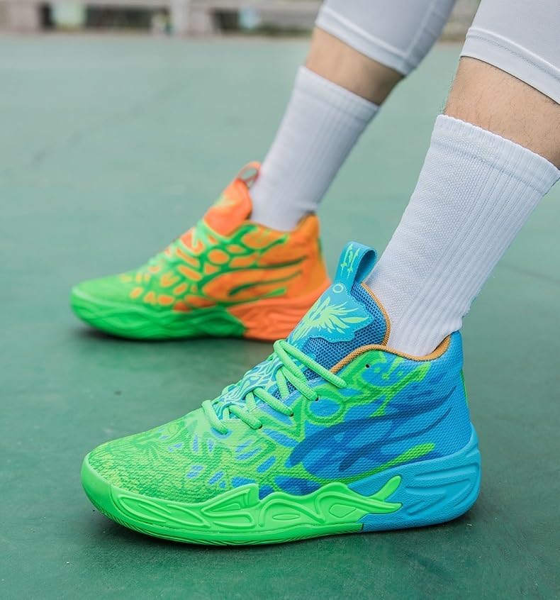 Men's High Top Basketball Shoes with Mesh Breathable Non Slip Fashionable Outdoor Sports Leisure Shoes