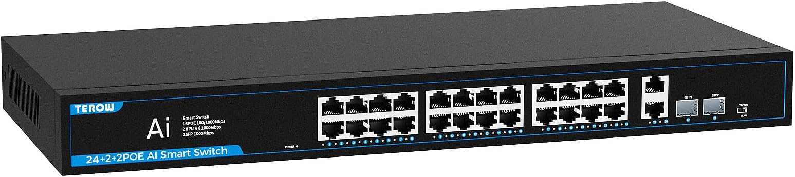 PoE+ Ethernet Switch,IEEE802.3af/at, Up to 30W,Base-T,Desktop/Wall Mount, for AP & IP Cameras,Home,Gaming,Office,Plug & Play | Shielded Ports | Fanless Quiet,1 Gigabit 28 Port,320W