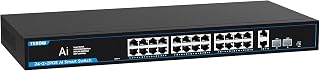 PoE+ Switch,IEEE802.3af/at, Up to 30W,320W,Base-T,Desktop/Wall Mount, for AP & IP Cameras,Home,Gaming,Office,Plug & Play | Shielded Ports | Fanless Quiet,24*1G PoE and 2*1G Uplink,2*1G SFP