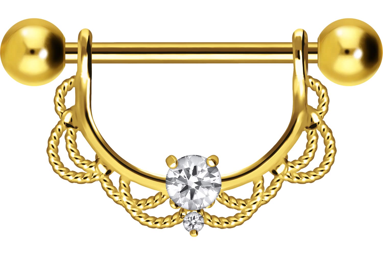 Brustwarzen-Barbell (Chirurgenstahl 316L/Plattiertes Messing) | Weltgrößter Piercing-Onlineshop