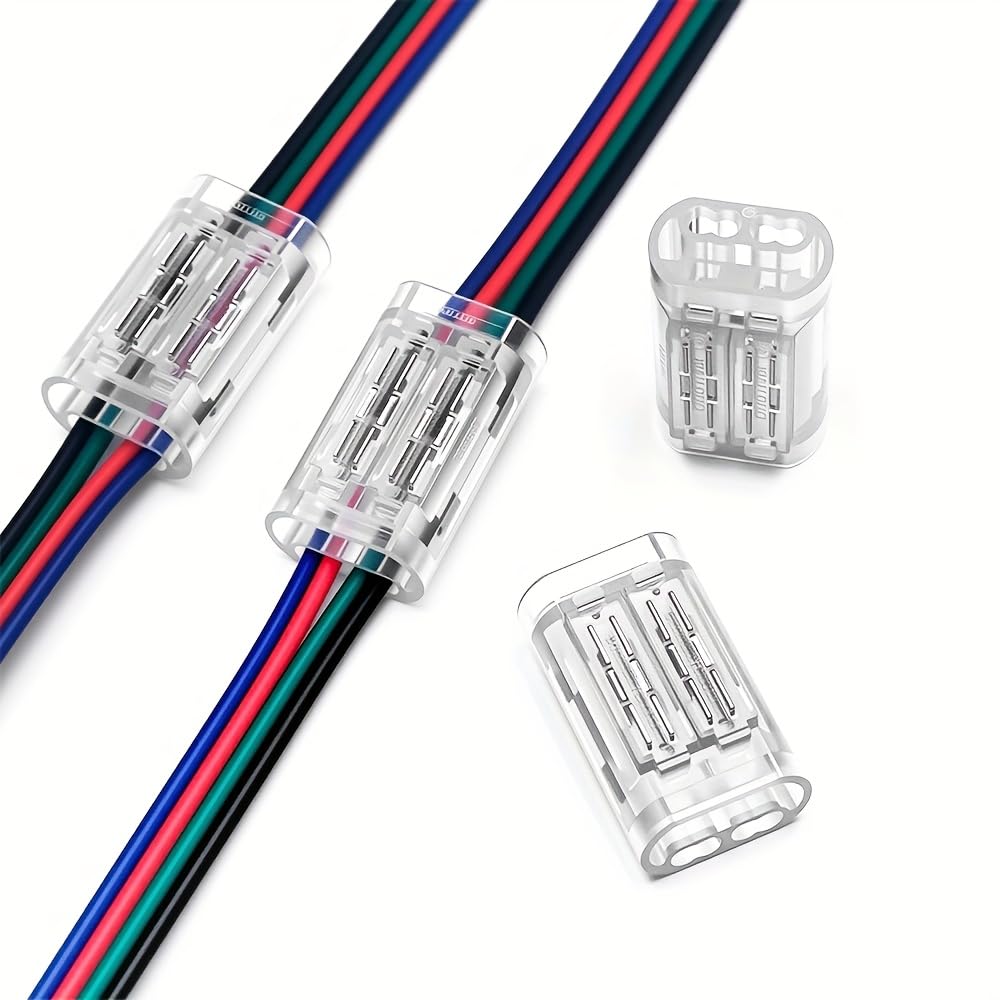 Connettore per cavi a 4 poli – 10 pezzi, attacco senza attrezzi per cavi di controllo 22–20AWG, adatto per sistemi LED RGB e derivazioni elettriche