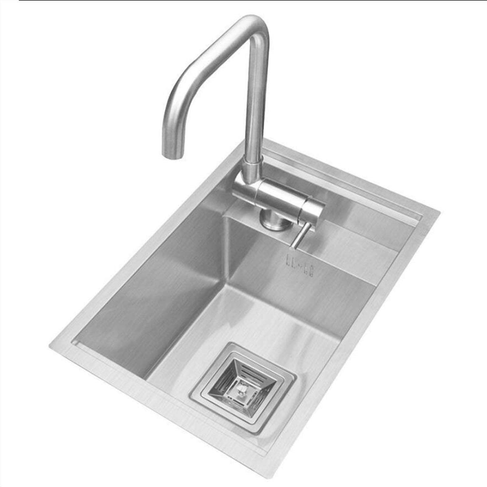 WBJGUOD Kitchen Bar Embedded Siphon Sink RV Hidden with Faucet Stainless Steel Mini Dishwashing Basin Outdoor Balcony Water Pool Cover Easy to Clean(Silver)