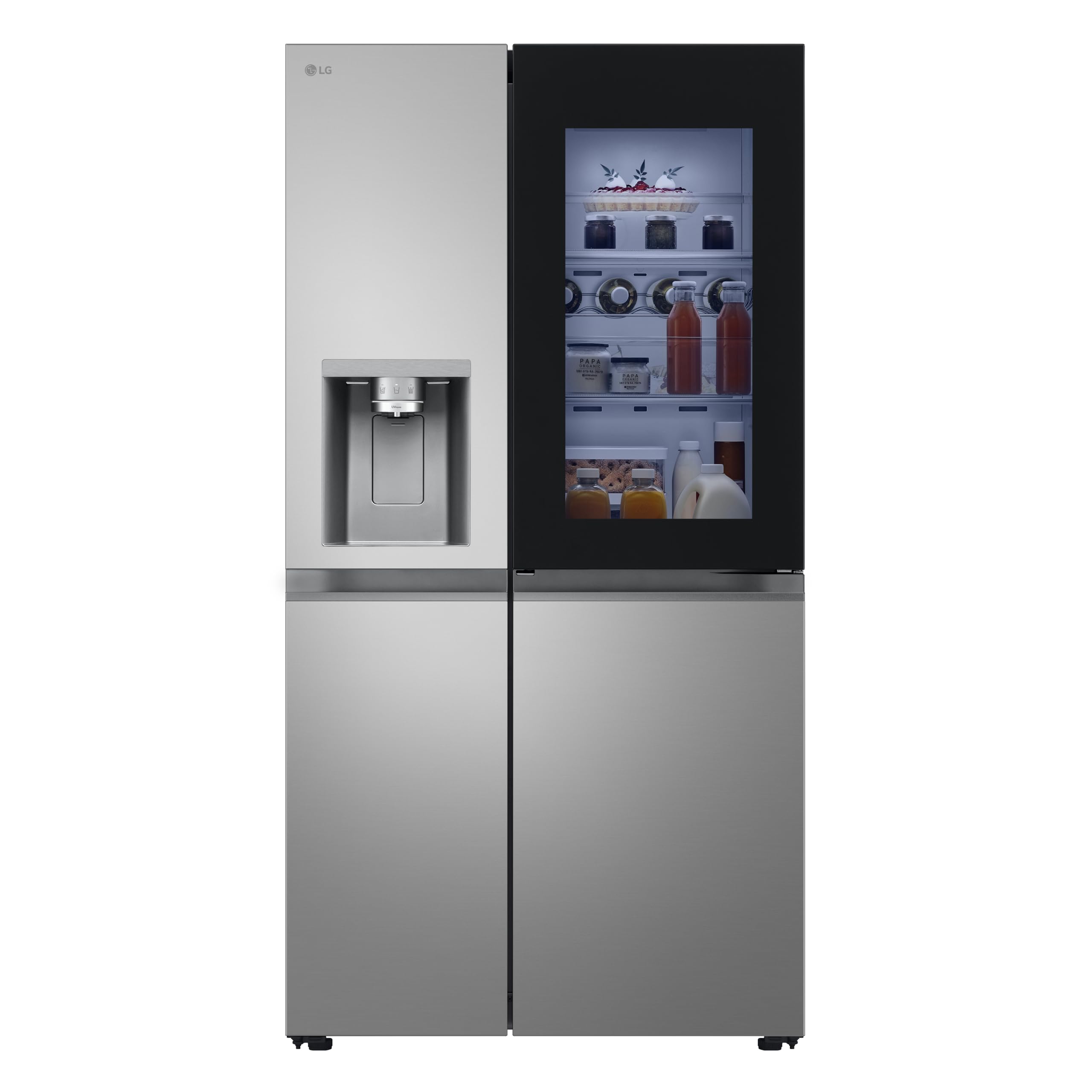LG Side-by-Side GSXE81PYBD mit Wassertank, Total No Frost, InstaView, 91,3 cm Breite, Silber
