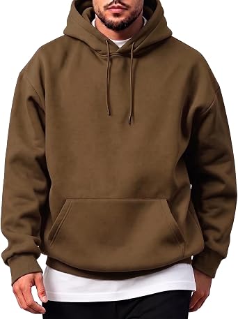 Mens Cotton Hooded Fashion Long Sleeve Hoodies Casual Drawstring with Pockets Pullover Sweatshirt for Men