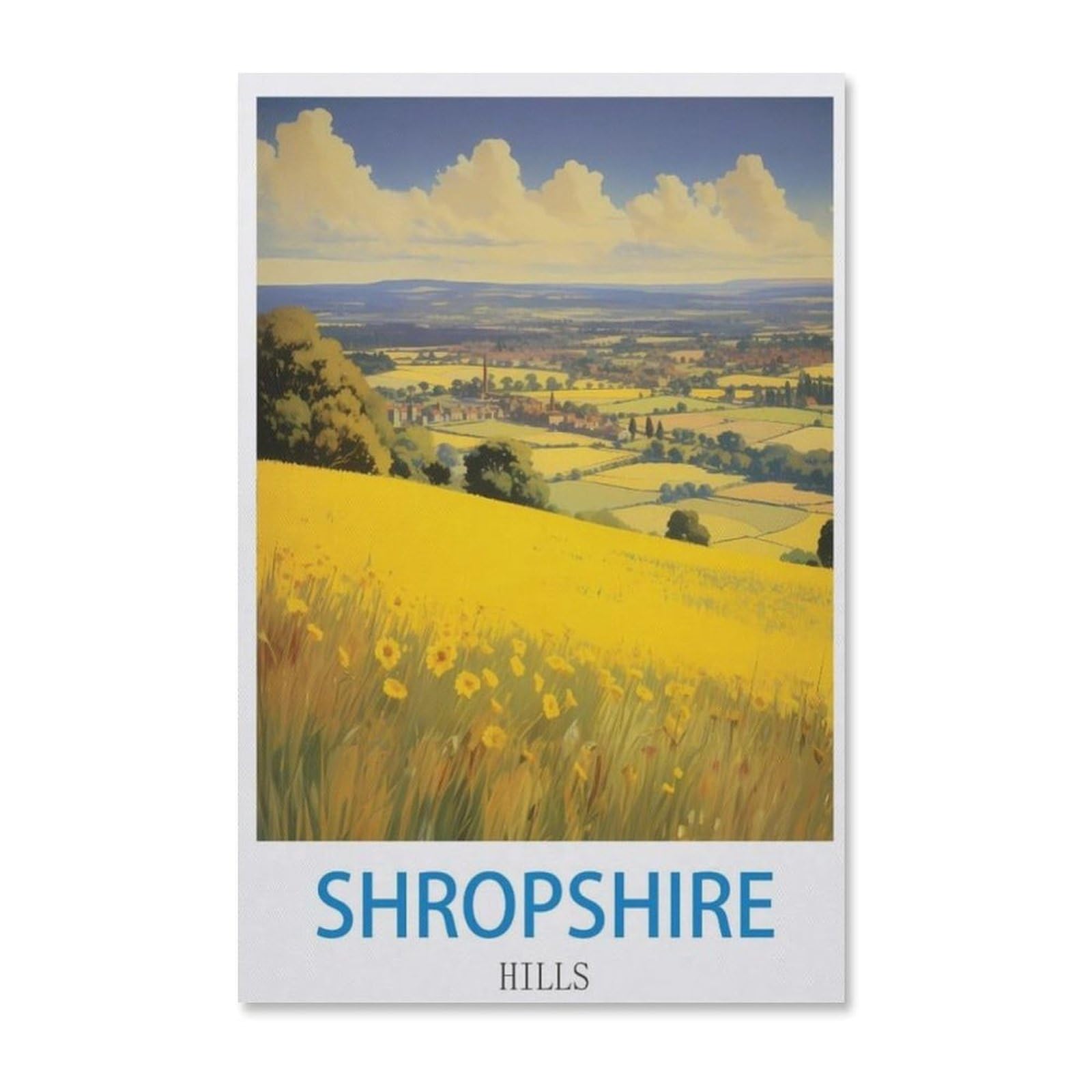 Shropshire Hills Vintage Travel Poster，Jigsaws Puzzles 1000 Pieces Classic Jigsaws Educational Games Toys，Best Gift for Adults and Kids（75x50cm）-F13