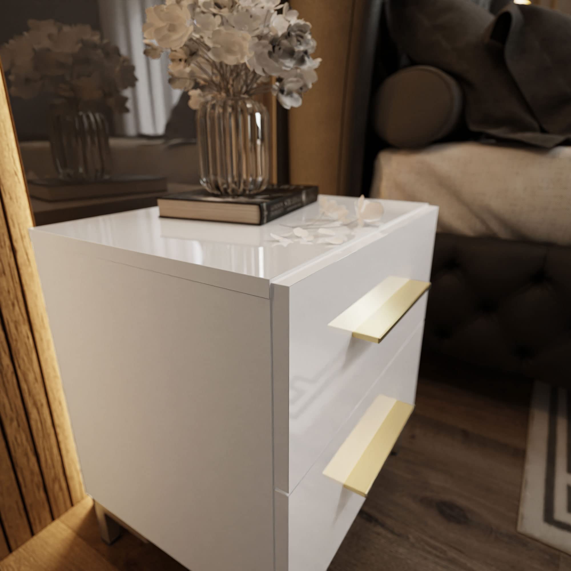 Panama TV-meubel 190 x 45 x 35 cm Glanzend zwart fronten met LED