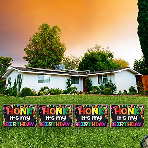 VictoryStore Honk It's My Birthday Yard Sign Set of 4, Double Sided, Outdoor Birthday Signs (Stakes Included) 12"x18" by VictoryStore - Image 4