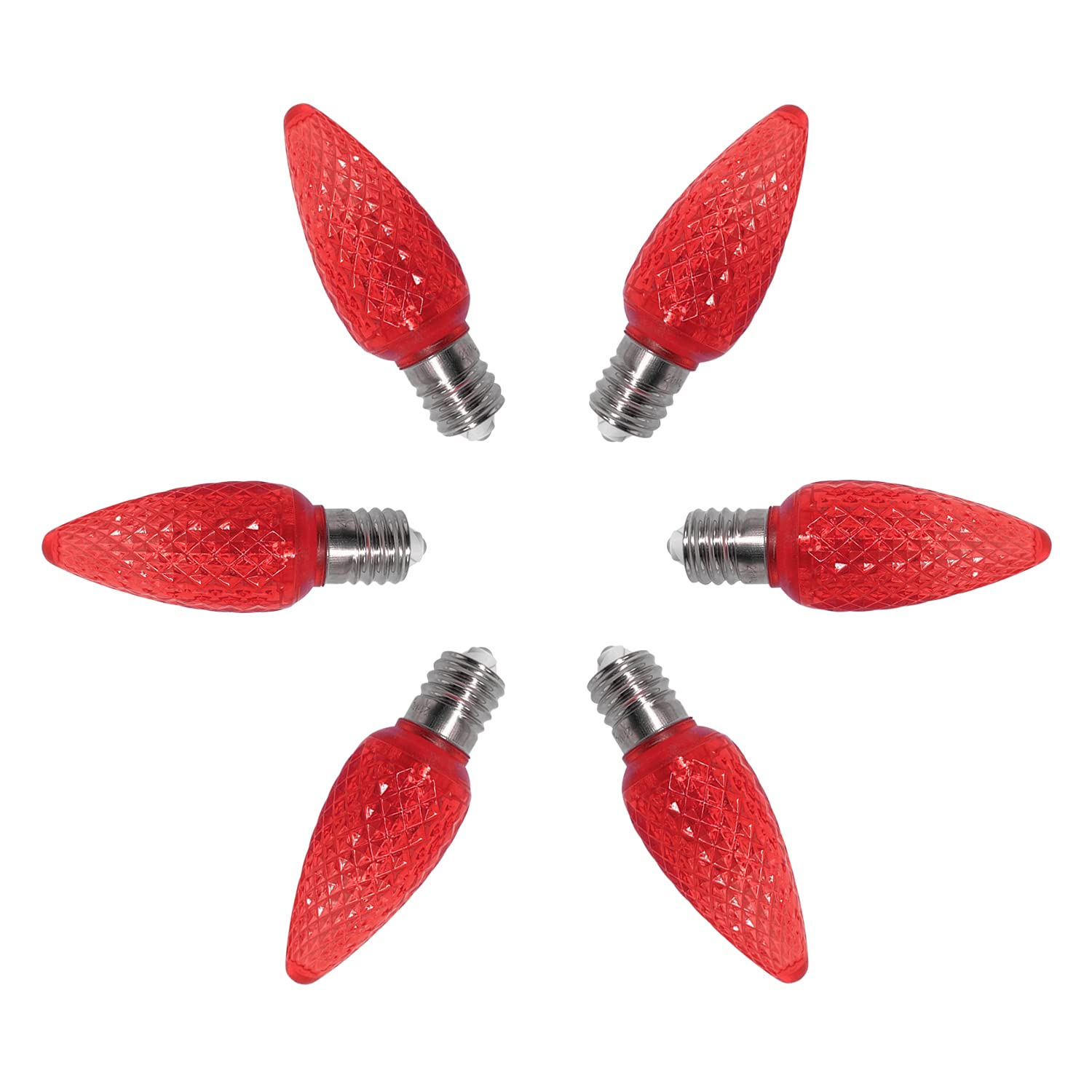 UL Listed C9 LED Replacement Bulbs - 25 Pack Orange Dimmable Outdoor String Lights