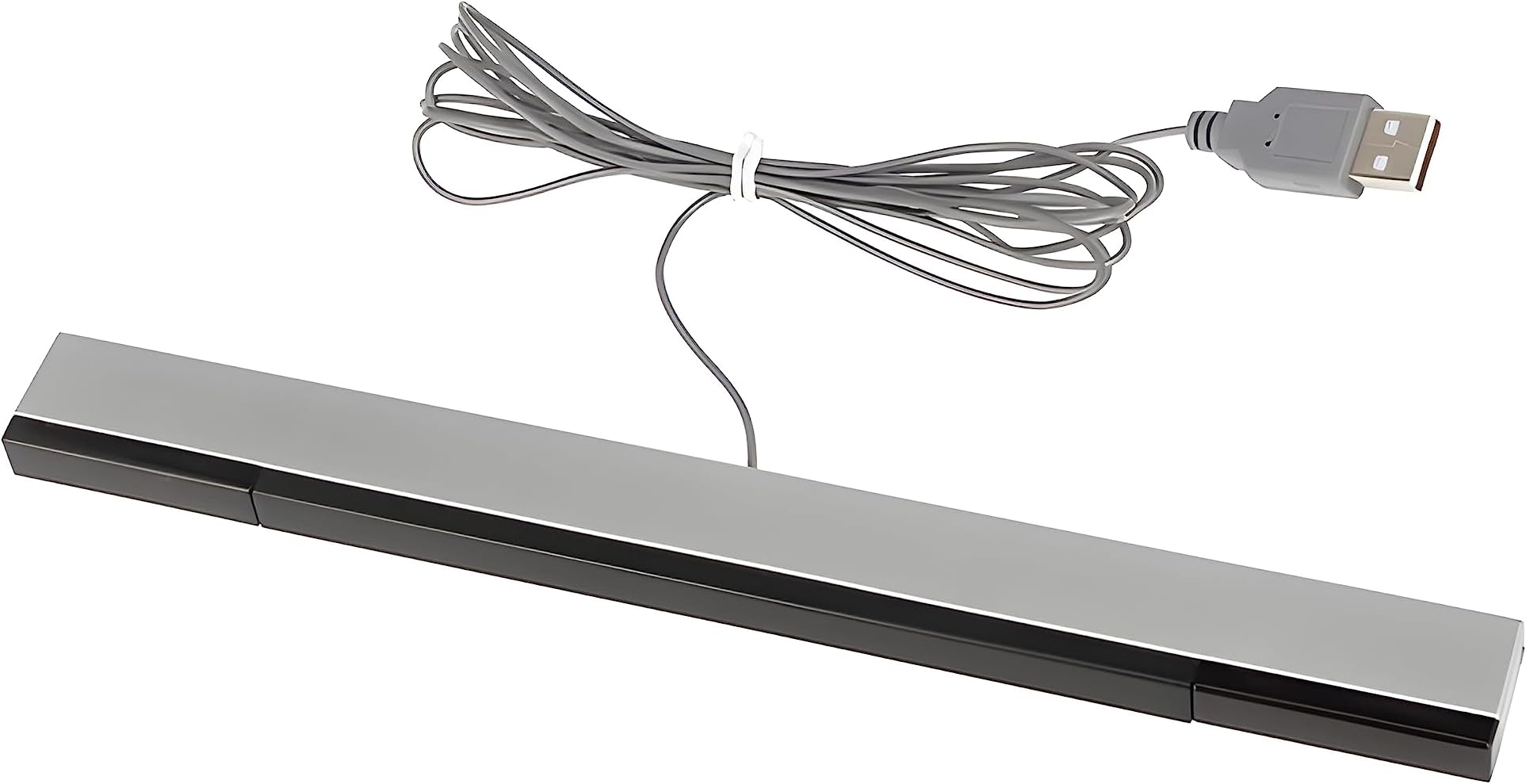 USB Wired Wii Sensor Bar, Replacement Infrared Ray Motion Sensor Bar for Nintendo Wii/ Wii U/ PC -Black & Silver
