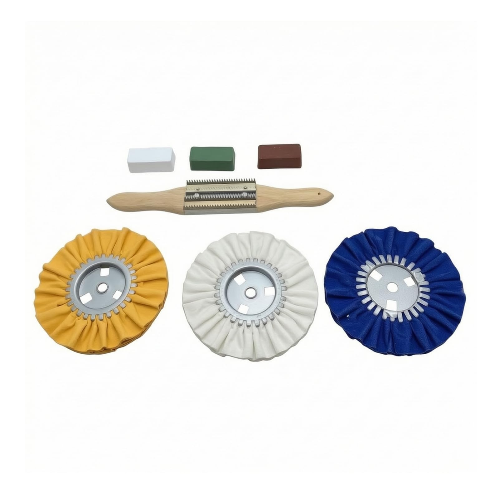 Polierscheibe set Polierpad Schleifrad Polierpaste mit Gefaltetem Baumwollrad Metallnabe Und Handbürste für Vorschliff Oberflächen Glätten auf Metall