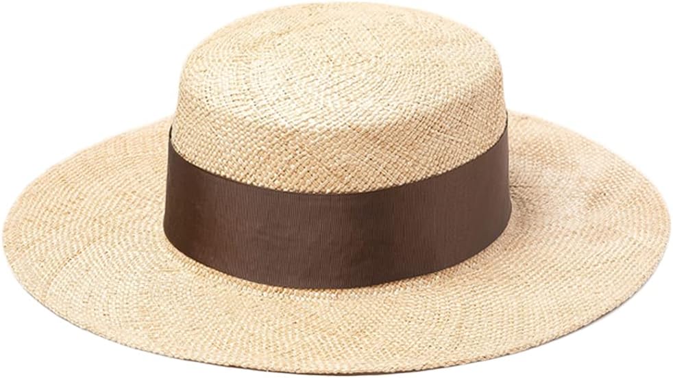 Beach Flat Straw Hats Warp Knitting Fisherman Braid Band Caps for Face Sunscreen and UV for Protection Head Accessories
