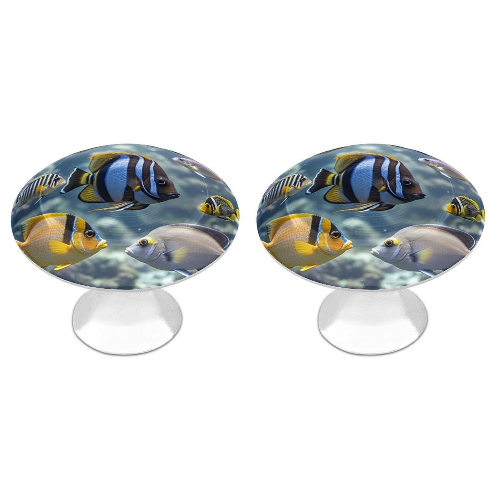 FekiLoot Different Fish Cabinet Knob 2 Pack Mini Round Drawer Pulls Stainless Steel Dresser Drawer Knobs Kitchen Drawer Hardware for Bathroom Dresser Closet Door Knobs