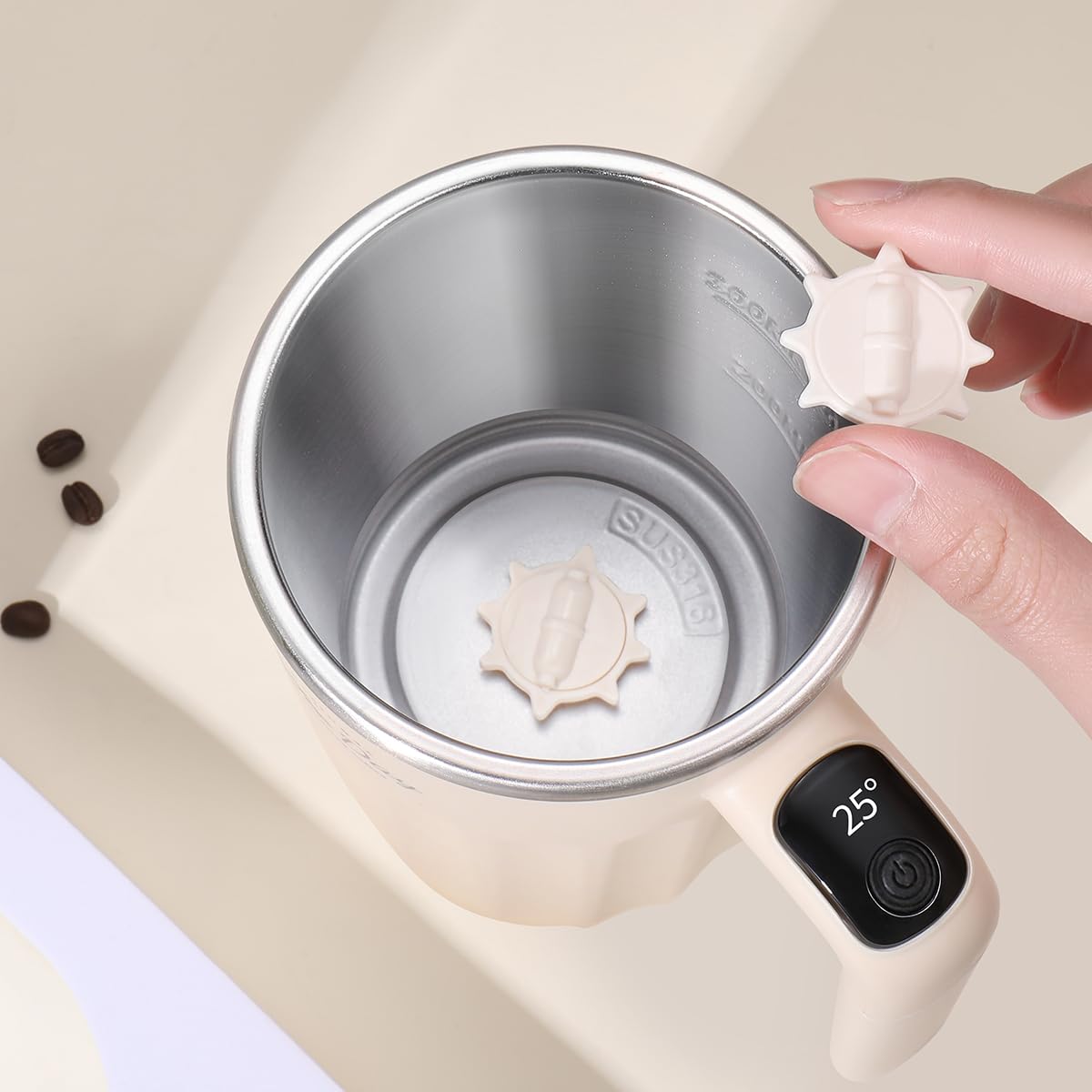 Taza eléctrica para mezclar, taza de café con agitación eléctrica, termo de café, tazas de café, adecuada para café, leche, cacao y otras bebidas