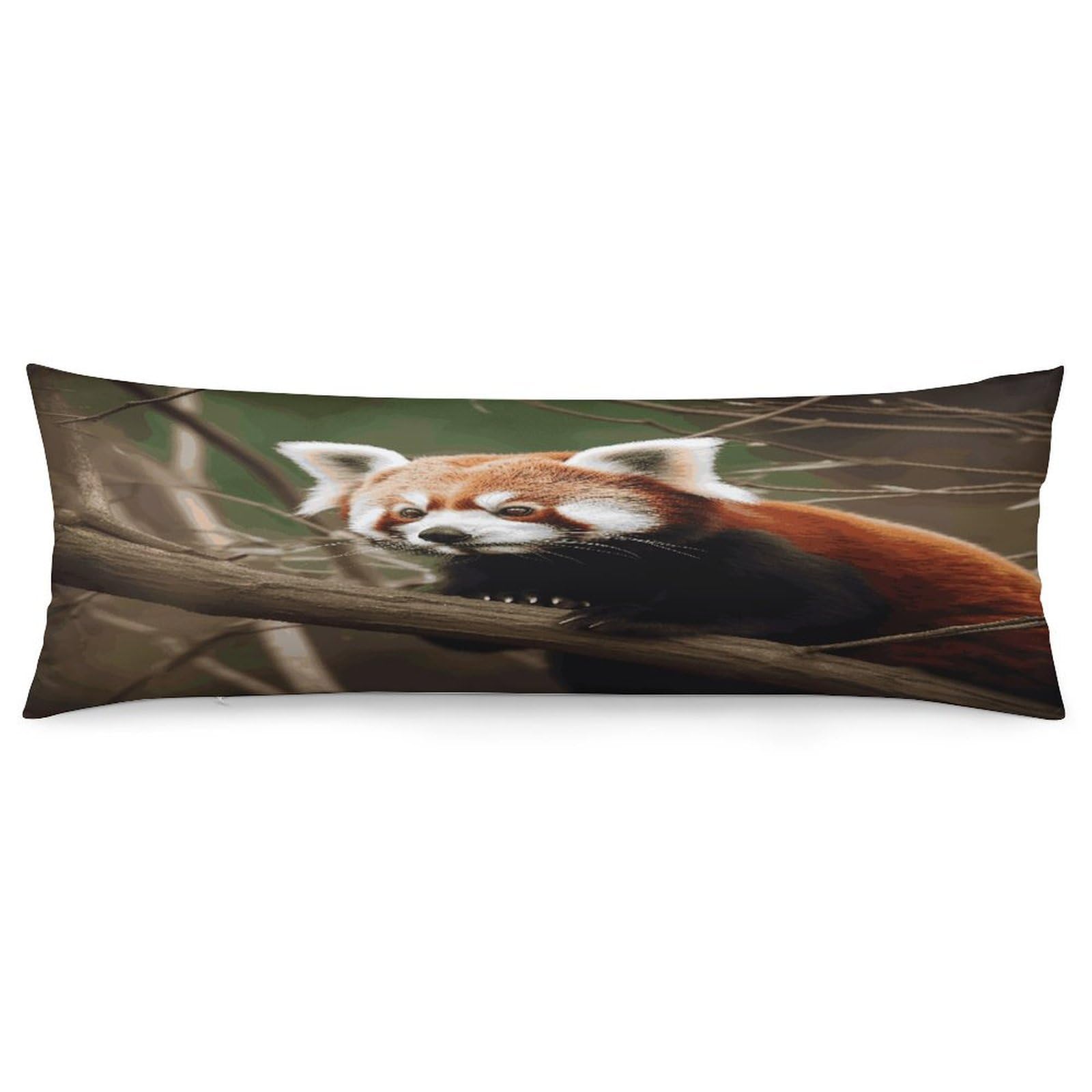 Red Panda on Tree Branch Pillowcase Decorative Long Body Pillow Case Soft Breathable Body Pillow Cover Modern Large Pillowcase Cute Body Pillow Pillowcases for Bedroom Couch 18.9 X 53 Inch