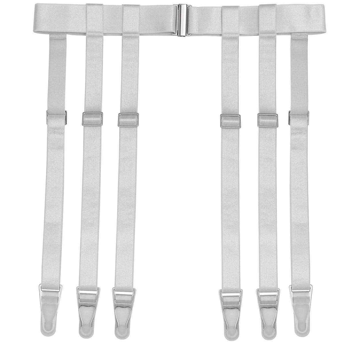 GARGALA Garter belt for Women Simplicity Sexy Socks Suspender for Thigh High Stockings with 4/6 Metal Clips, White 6-strap With Garter Clips, One Size