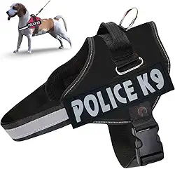 Coleira Peitoral Para Cachorro Porte Pequeno Médio e Grande Colete Confortável Policia K9 (Preto, M)