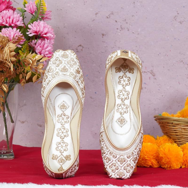 Image of DFR Women Juti | Embroidered Rajasthani Mojari Girls Shoe
