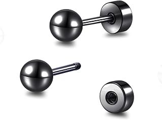 Hypoallergene Titan Schraube Zurück Flach Zurück Kugel Ohrstecker 3mm-5mm Einfache Klassische Ohrstecker für Damen Herren Empfindliche Ohren