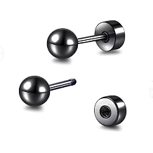 Hypoallergenic Titanium Screw Back Flat Back Ball Stud Earrings 3mm-5mm Simple Classic Stud Earrings for Women Men Sensitive Ears