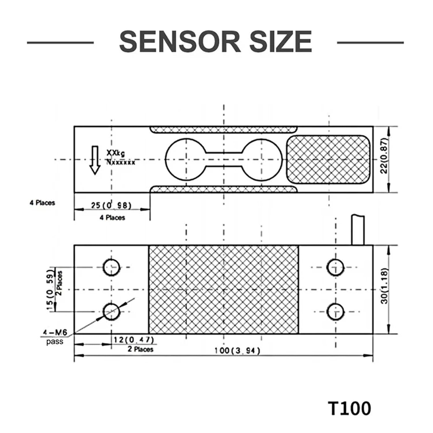 Single Point Load Cell T100 Cantilever Weighing Sensor Pressure Strain for Electronic Computing Scales Shear Beam(10KG)