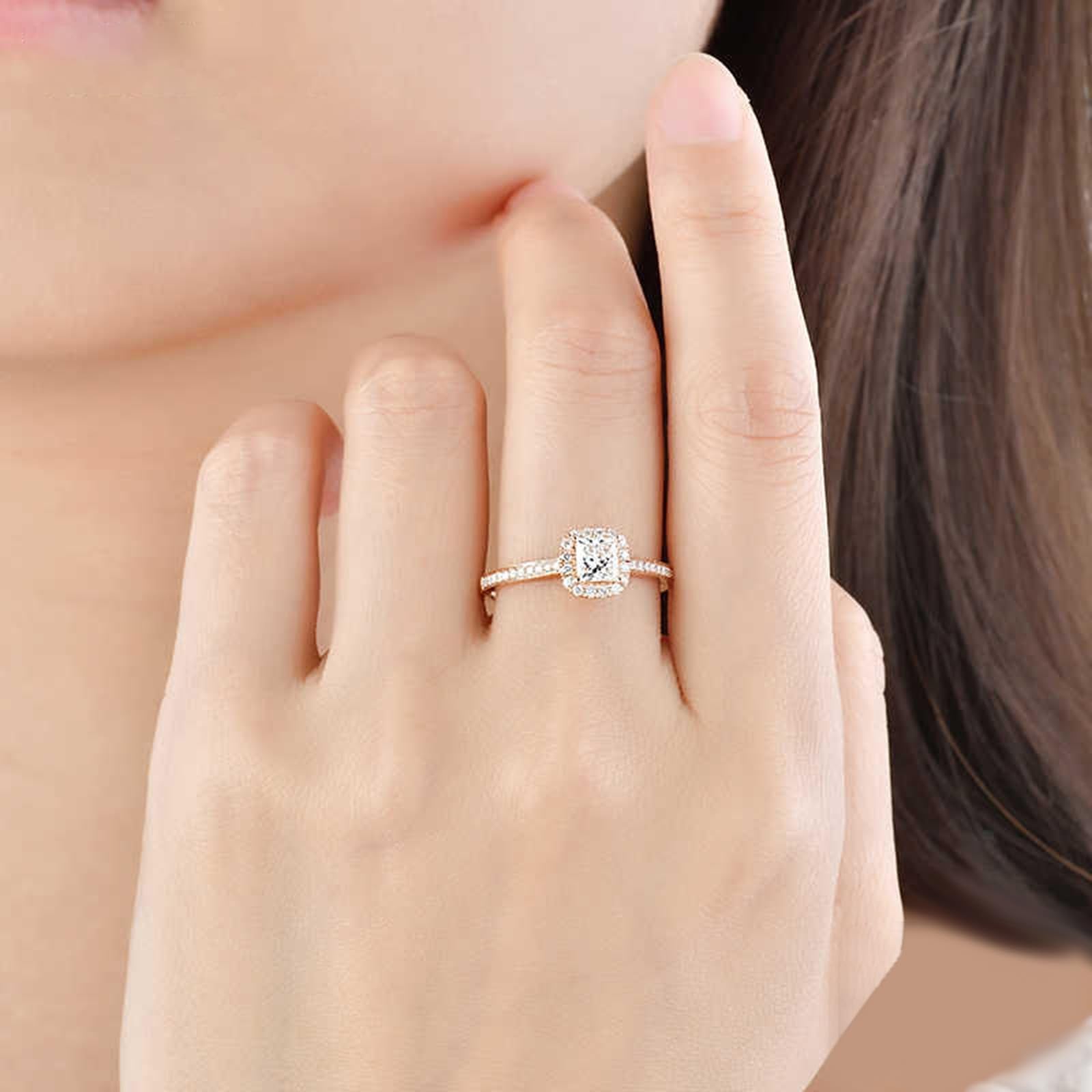 KnSam Hochzeitsring 9K/14K/18K Rotgold Echt Gold, 0.44-0.65ct Labor Erstellt Diamant Bandringe Klassiker, Ring 18/14/ 9 Karat Gold, Gr.47-70
