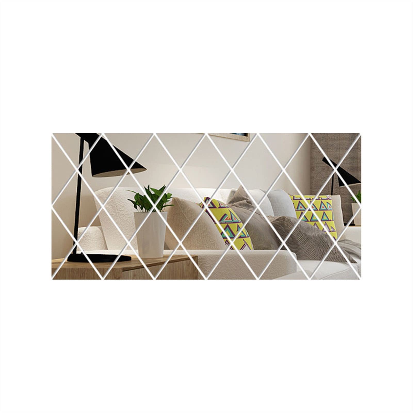 SXDMOUBK Acrylic Mirror Wall Stickers - Removable Geometric Art Diamond Shape Decals for Home, Kitchen, Living Room, and Bedroom Decor