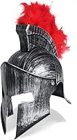 Vista 19 de Nicky Bigs Novelties Casco medieval de caballero griego espartano, disfraz de gladiador dorado, casco romano con máscara facial plegable