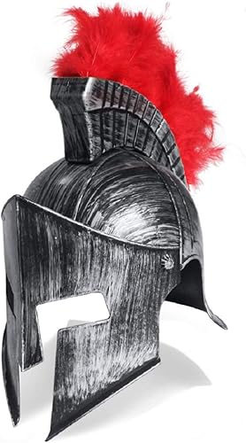 Miniatura 19 de Nicky Bigs Novelties Casco medieval de caballero griego espartano, disfraz de gladiador dorado, casco romano con máscara facial plegable
