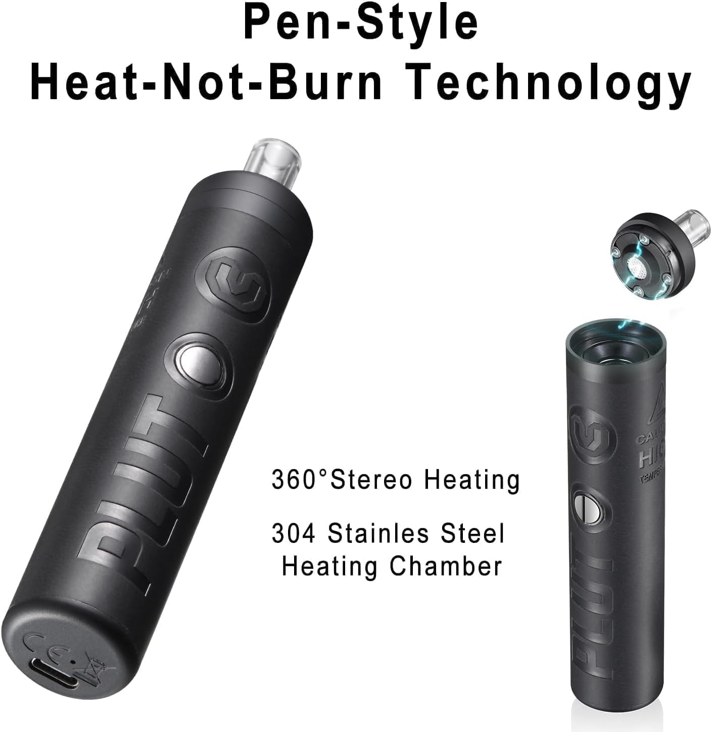 Pluto Vaporizer Kräuter für getrocknete Kräuter Tragbarer Vaporizer Cannabis im Stiftformat mit 3 Temperaturstufen (200 °C/220 °C/240 °C) Design in Lederoptik (Braun)