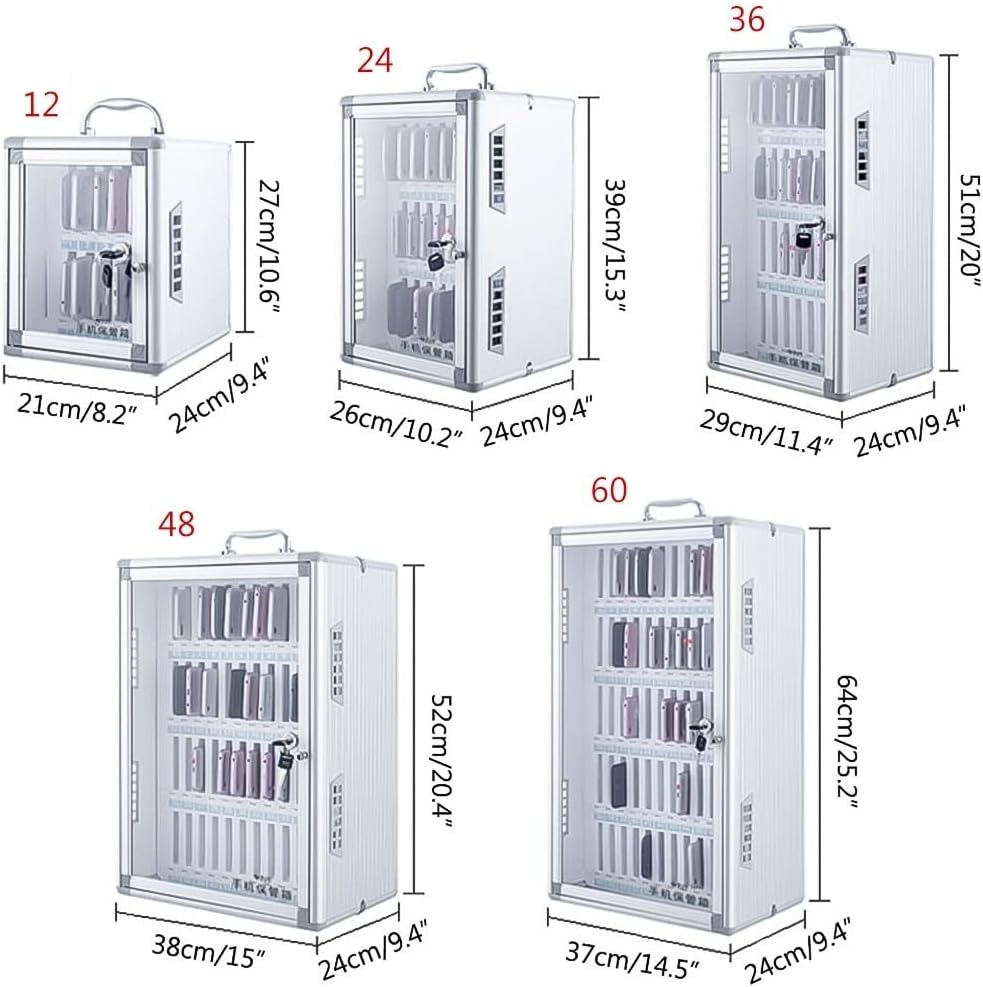 Cell Phone Locker Box for Classroom with Door Locks and Keys Clear Acrylic Jail Storage Cabinet，Aluminum Alloy Wall-Mounted Phone Storage Box, Classroom & Meeting Room Organizer, Secure Phon