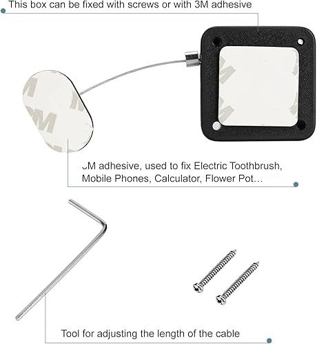Miniatura 3 de LORADAR - Paquete de 2 candados retráctiles de seguridad con adhesivo de doble cara, bloqueo de seguridad de control remoto, cuerda antipérdida para