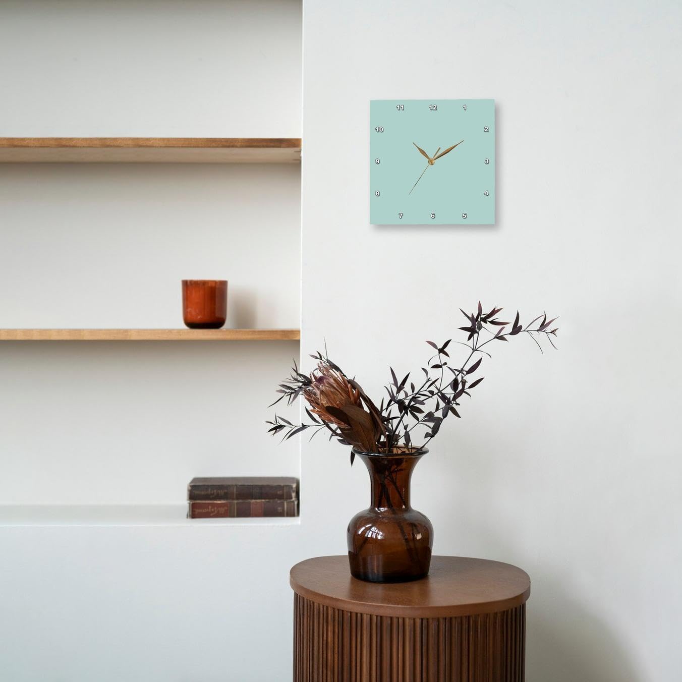 3D Rose 3dRose Plain Mint Blue-Solid Color-Light Turquoise-Grey-Gray-Modern Contemporary Simple Pastel Teal-Wall Clock, 15-inch (DPP_159844_3)