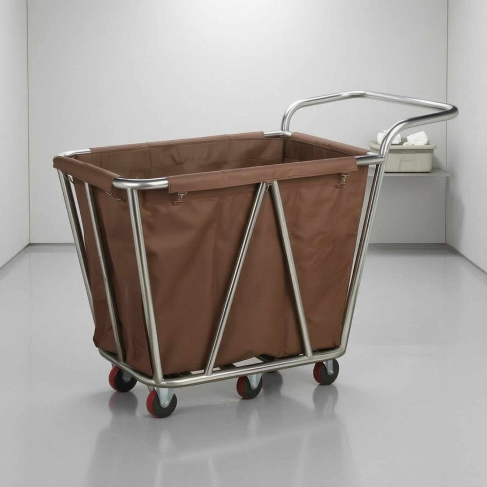 Carrello Portabiancheria con Telaio in Acciaio Inox Grande Capacità Carrello Portabiancheria con Professionale per Lavanderie, Albergo, Ospedale