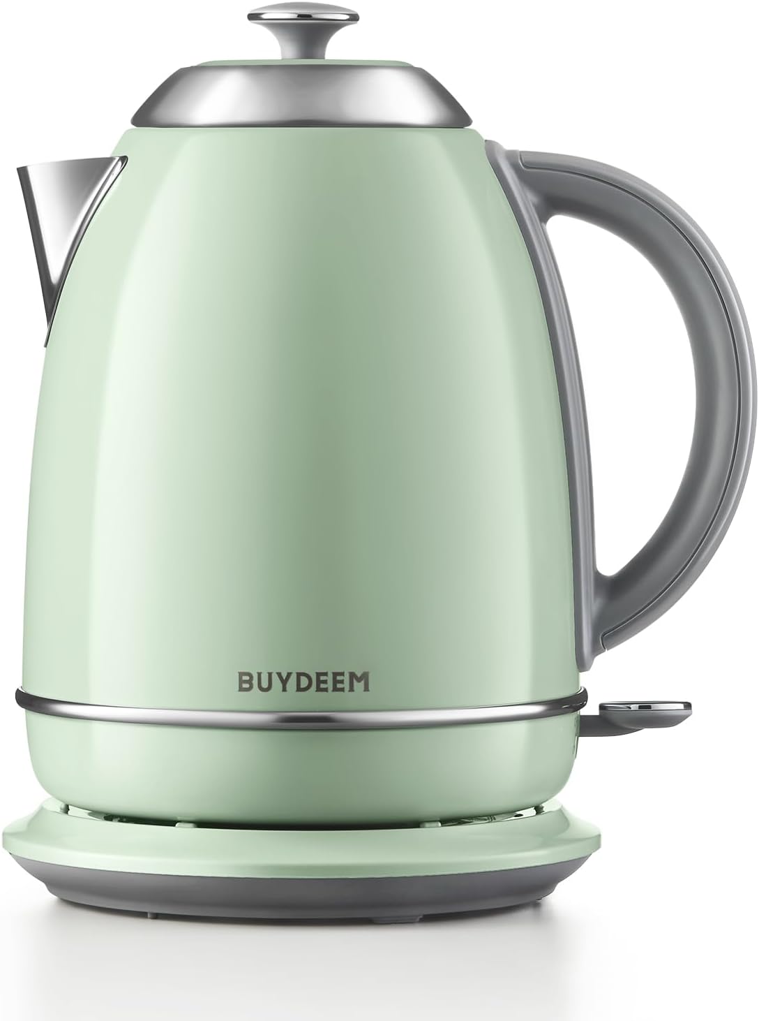K640 Stainless Steel Electric Tea Kettle with Auto Shut-Off and Boil Dry Protection, 1.7 Liter Cordless Hot Water Boiler with Swivel Base, 1440W, Cozy Greenish