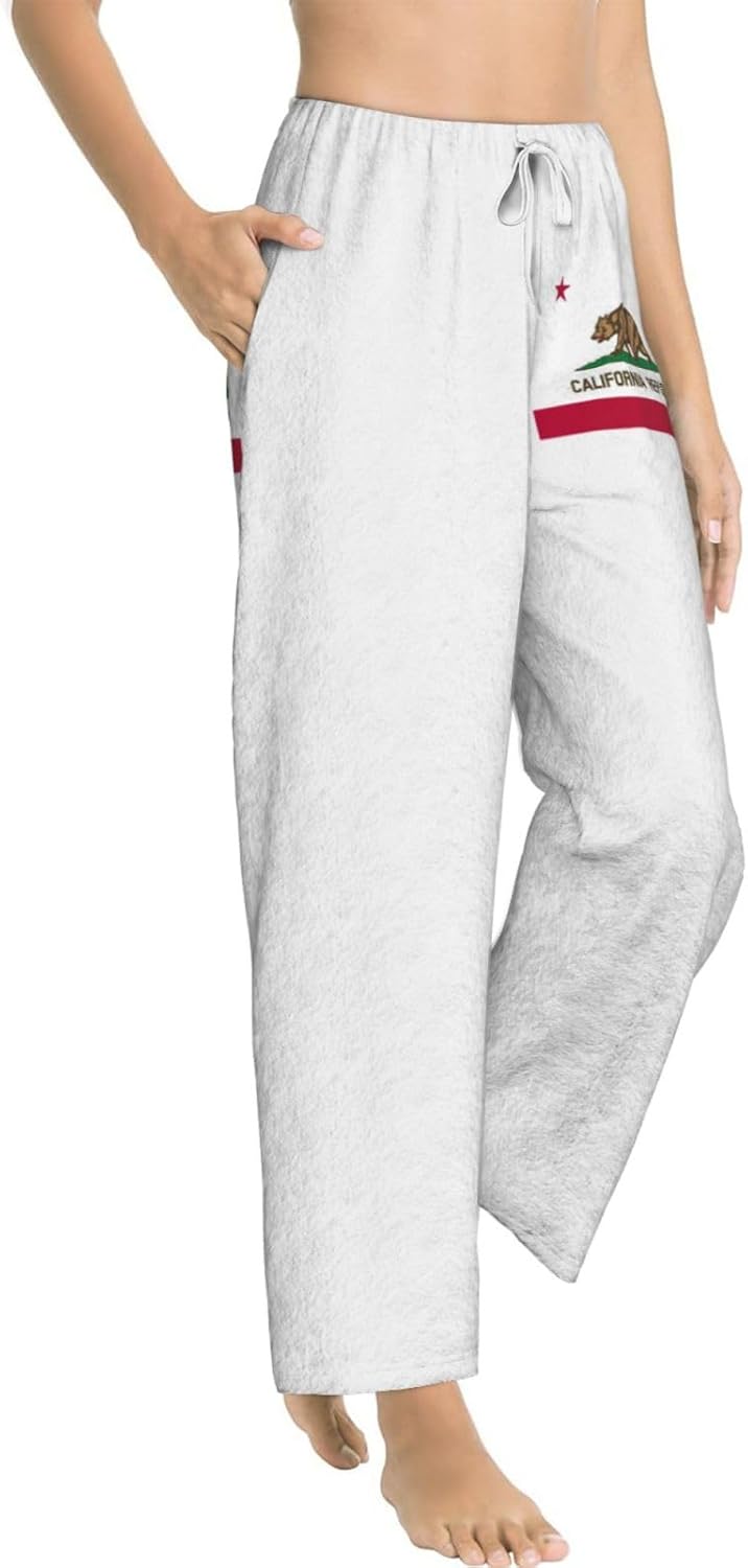 California State Flag Print Fashion Cozy Womens Flannel Pajama Pants,Perfect For Christmas And Everyday Wear