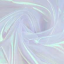 1.5M*3M Iridescent Organza Fabric,Gradient Organza Polyester Fabric,White Organza Fabric,Iridescent Holographic Gauze Fabric for Stage Costume,Performance Costume