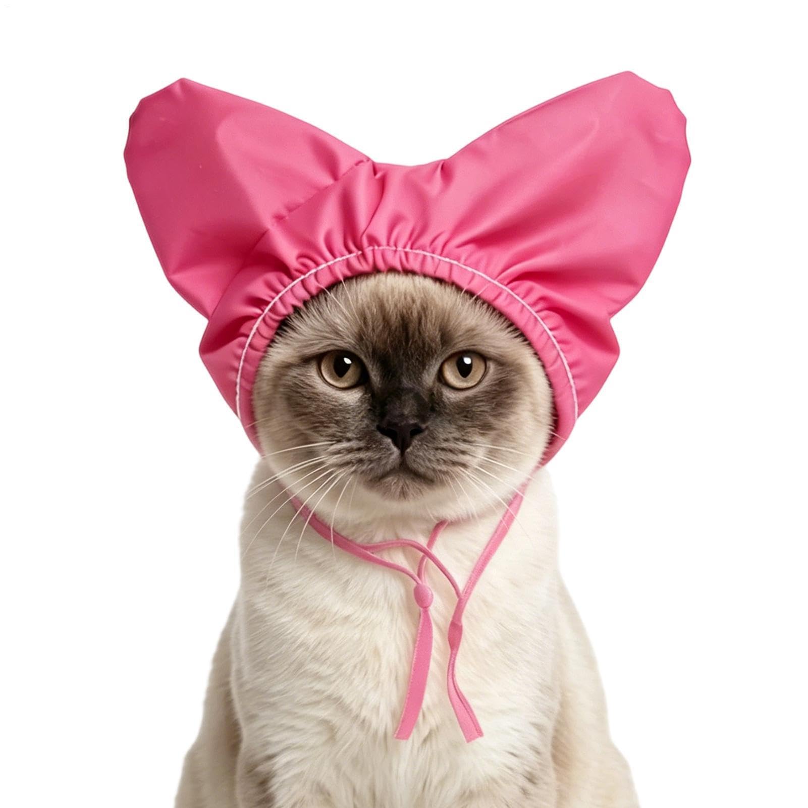 Bonnet de douche pour chat – Cache-oreilles en forme de cœur pour animal de compagnie, protecteur d'oreille pour chiot, bonnet de toilettage doux et imperméable, bouclier d'oreilles de bain réglable |