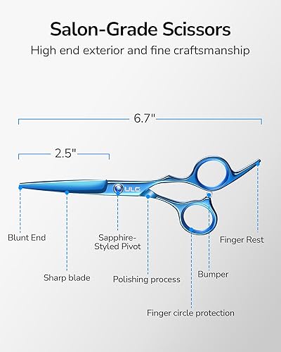 Miniatura 22 de ULG Tijeras de corte de pelo, tijeras de barbería profesional, tijeras de peluquería, tijeras, navajas para el adelgazamiento del cabello, tijeras