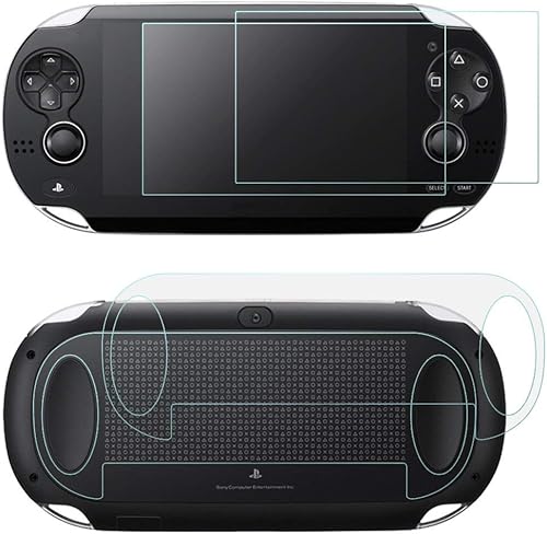Protectores de pantalla compatibles con Sony PlayStation Vita 1000 y cubiertas traseras, AFUNTA 2 unidades (4 piezas) de vidrio templado para