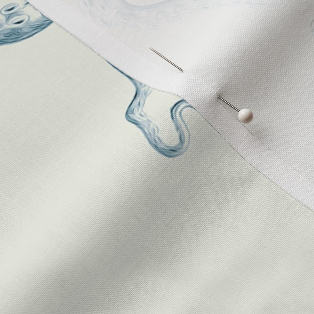 Spoonflower Fabric - Octopus Sea Illustration Vintage Squid Nautical Coastal Ocean Beach Printed on Petal Signature Cotton Fabric Fat Quarter - Sewing Quilting Apparel Crafts Decor